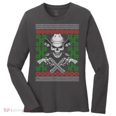 Cool Cowboy Skull Ugly Christmas Sweater Women's Long Sleeve Shirt