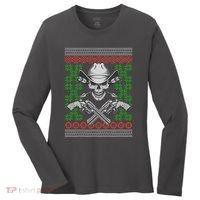 Cool Cowboy Skull Ugly Christmas Sweater Women's Long Sleeve Shirt thumb 0