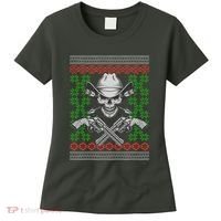 Cool Cowboy Skull Ugly Christmas Sweater Women's T-Shirt thumb 0