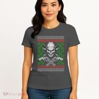 Cool Cowboy Skull Ugly Christmas Sweater Women's T-Shirt thumb 4