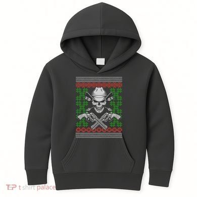 Cool Cowboy Skull Ugly Christmas Sweater Kids Hoodie
