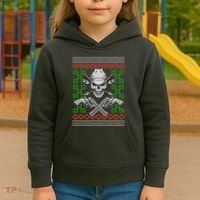 Cool Cowboy Skull Ugly Christmas Sweater Kids Hoodie thumb 3