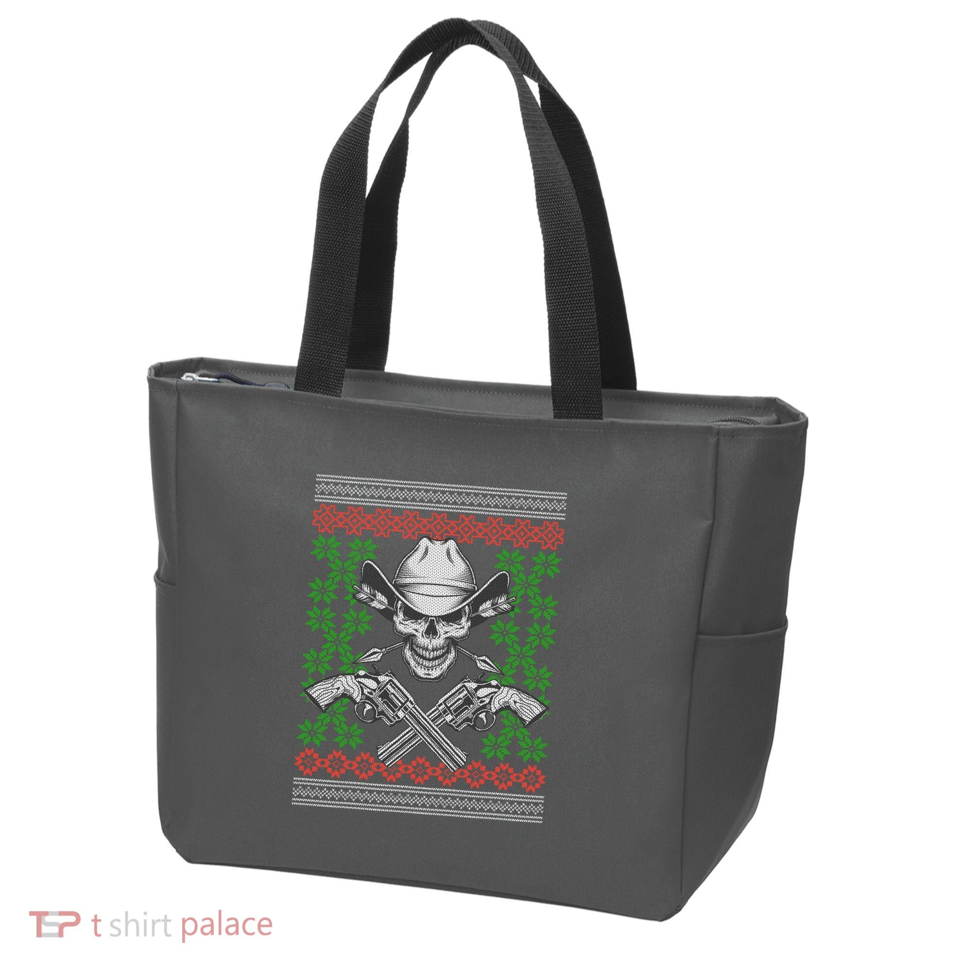 Cool Cowboy Skull Ugly Christmas Sweater Tote Bag
