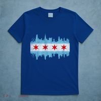 Chicago City Skyline Flag Vintage Chicago City Distressed Cool Gift T-Shirt thumb 5