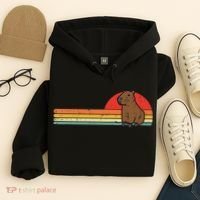 Capybara Chest Sunset Retro Capy Rodent Women Hoodie thumb 4