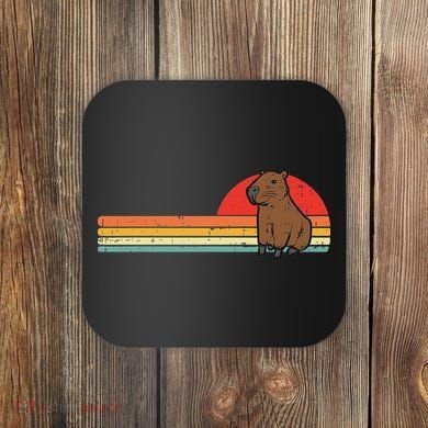 Capybara Chest Sunset Retro Capy Rodent Women Coaster
