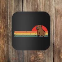 Capybara Chest Sunset Retro Capy Rodent Women Coaster thumb 0