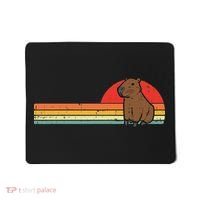 Capybara Chest Sunset Retro Capy Rodent Women Mousepad thumb 0