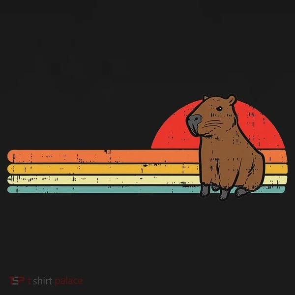 Capybara Chest Sunset Retro Capy Rodent Women Ornament