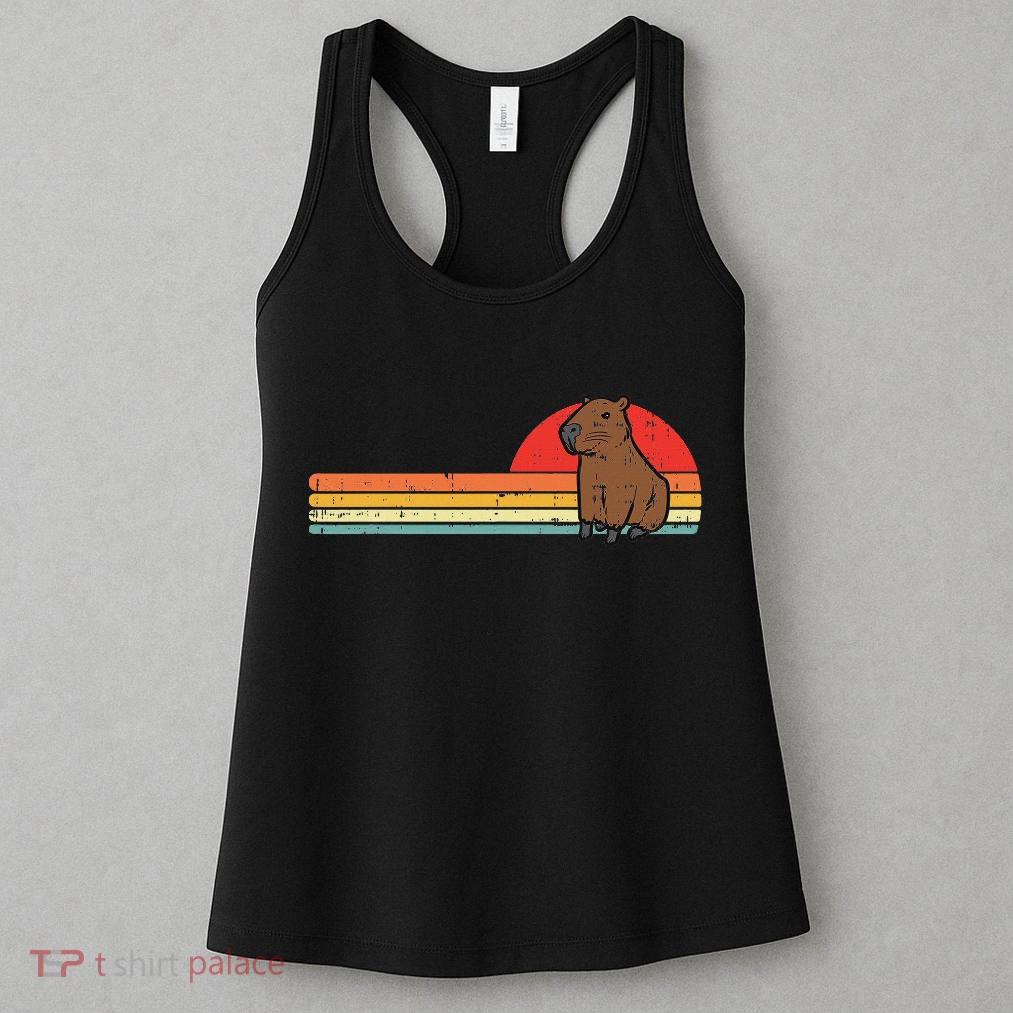 Capybara Chest Sunset Retro Capy Rodent Women Women's Tank Top