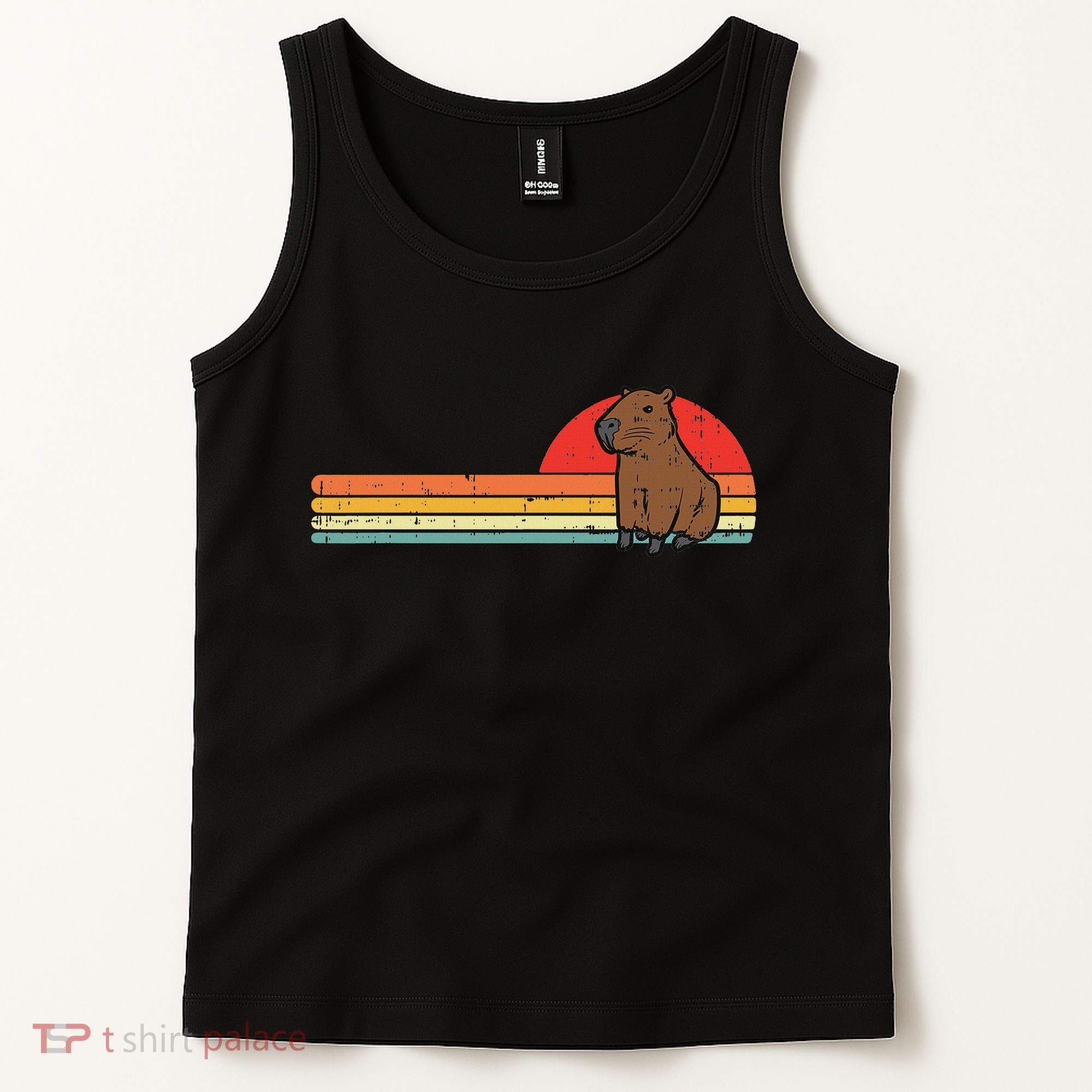 Capybara Chest Sunset Retro Capy Rodent Women Tank Top
