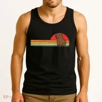 Capybara Chest Sunset Retro Capy Rodent Women Tank Top thumb 3