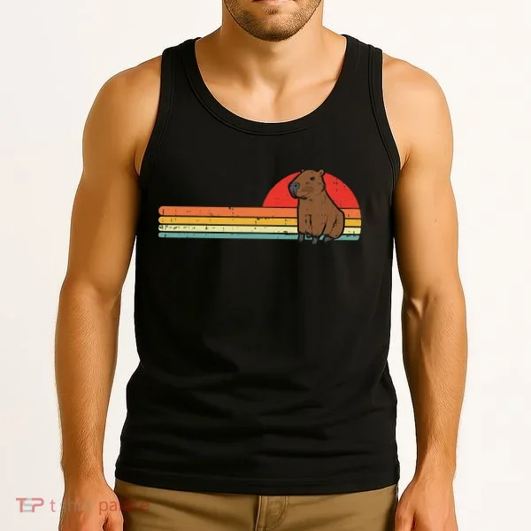 Capybara Chest Sunset Retro Capy Rodent Women Tank Top