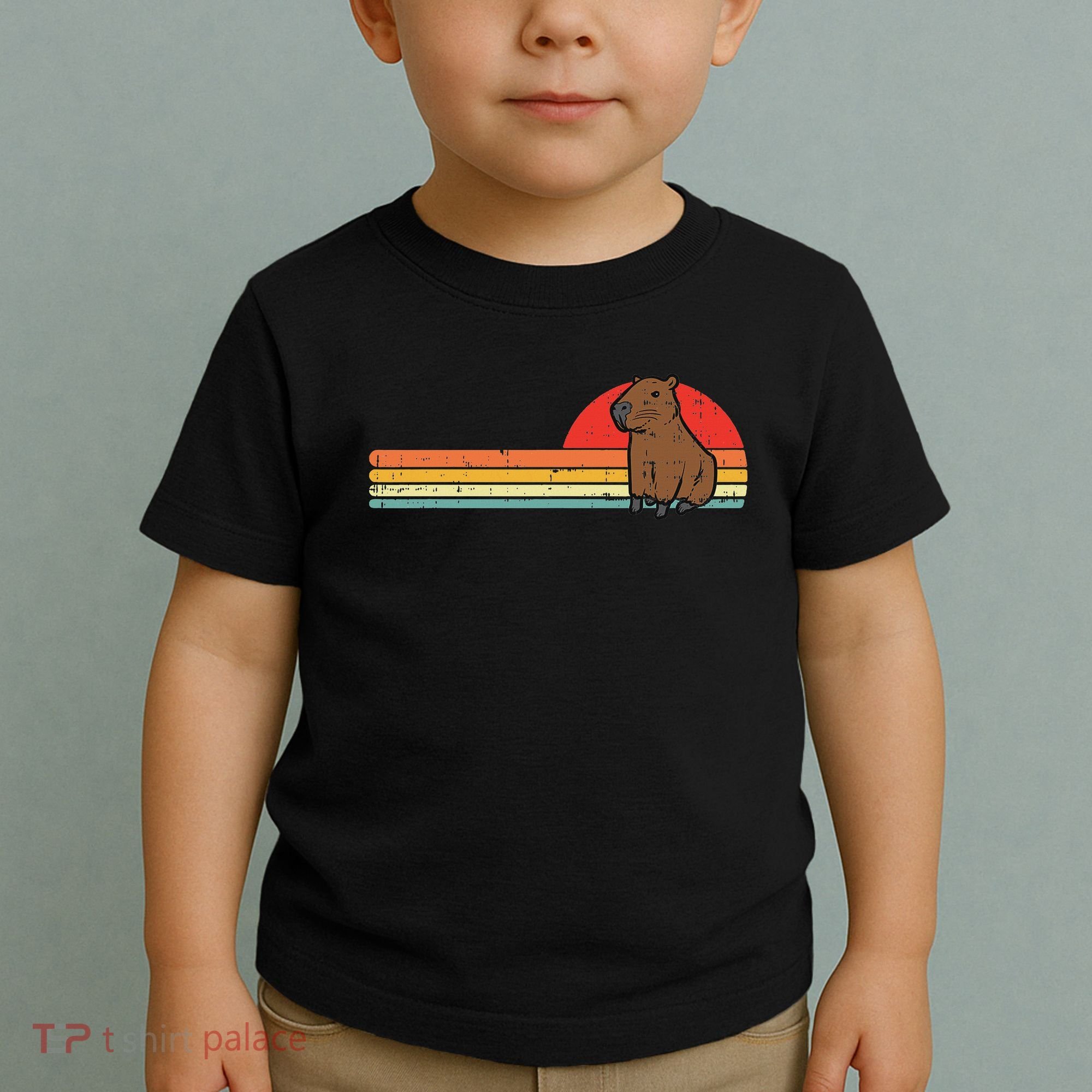 Capybara Chest Sunset Retro Capy Rodent Women Toddler T-Shirt