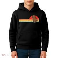 Capybara Chest Sunset Retro Capy Rodent Women Kids Hoodie thumb 4