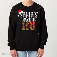 Cute Cheetah SantaS Favorite Ho Christmas S Gift Women's Sweatshirt thumb 0