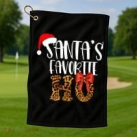 Cute Cheetah SantaS Favorite Ho Christmas S Gift Golf Towel thumb 1