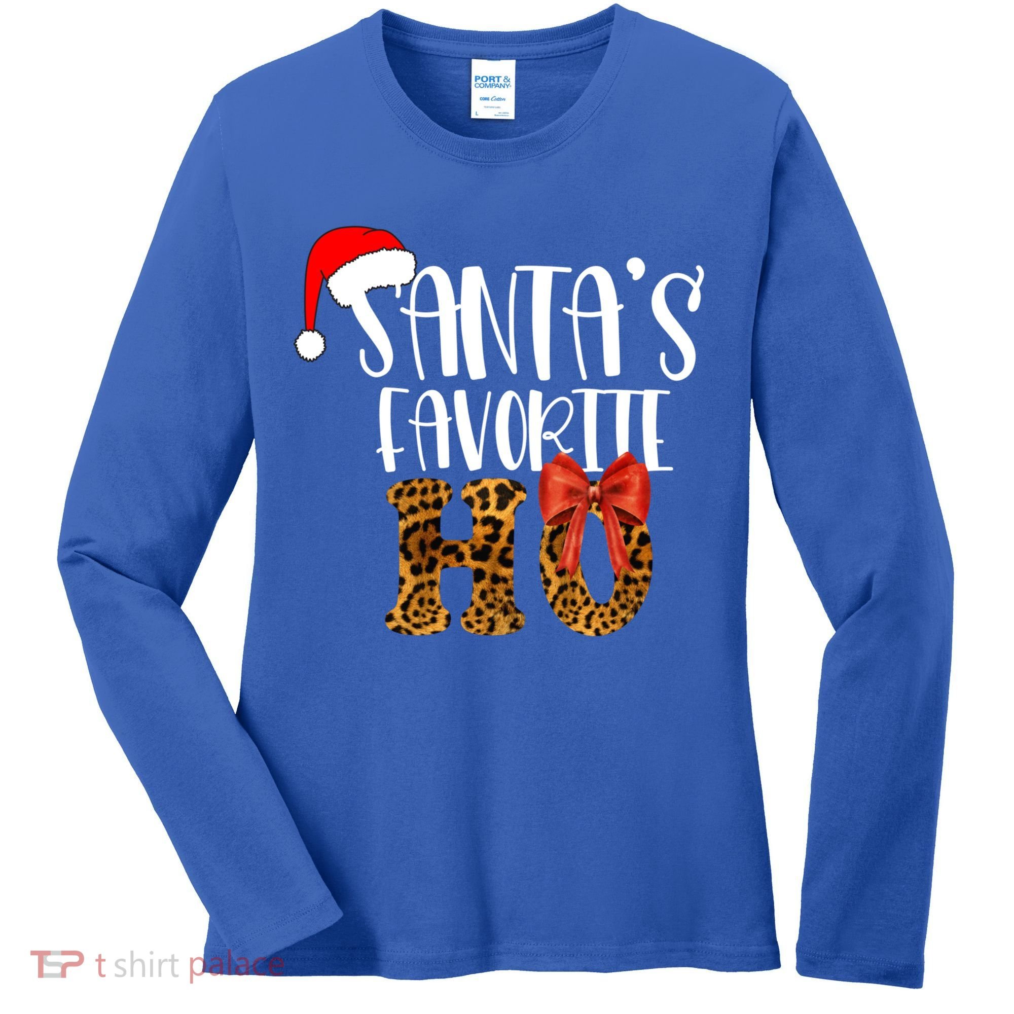 Cute Cheetah SantaS Favorite Ho Christmas S Gift Women's Long Sleeve Shirt
