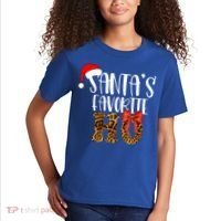 Cute Cheetah SantaS Favorite Ho Christmas S Gift Kids T-Shirt thumb 2