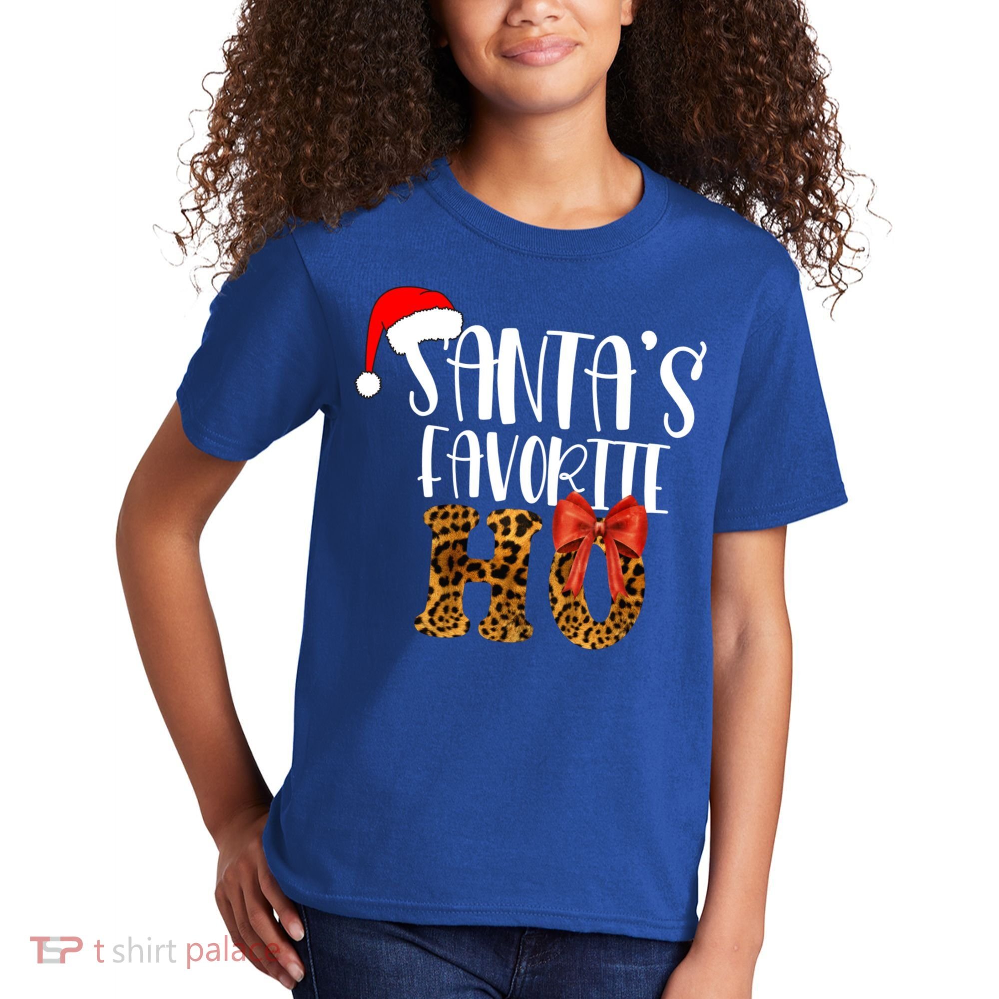 Cute Cheetah SantaS Favorite Ho Christmas S Gift Kids T-Shirt