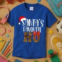 Cute Cheetah SantaS Favorite Ho Christmas S Gift Kids T-Shirt thumb 3