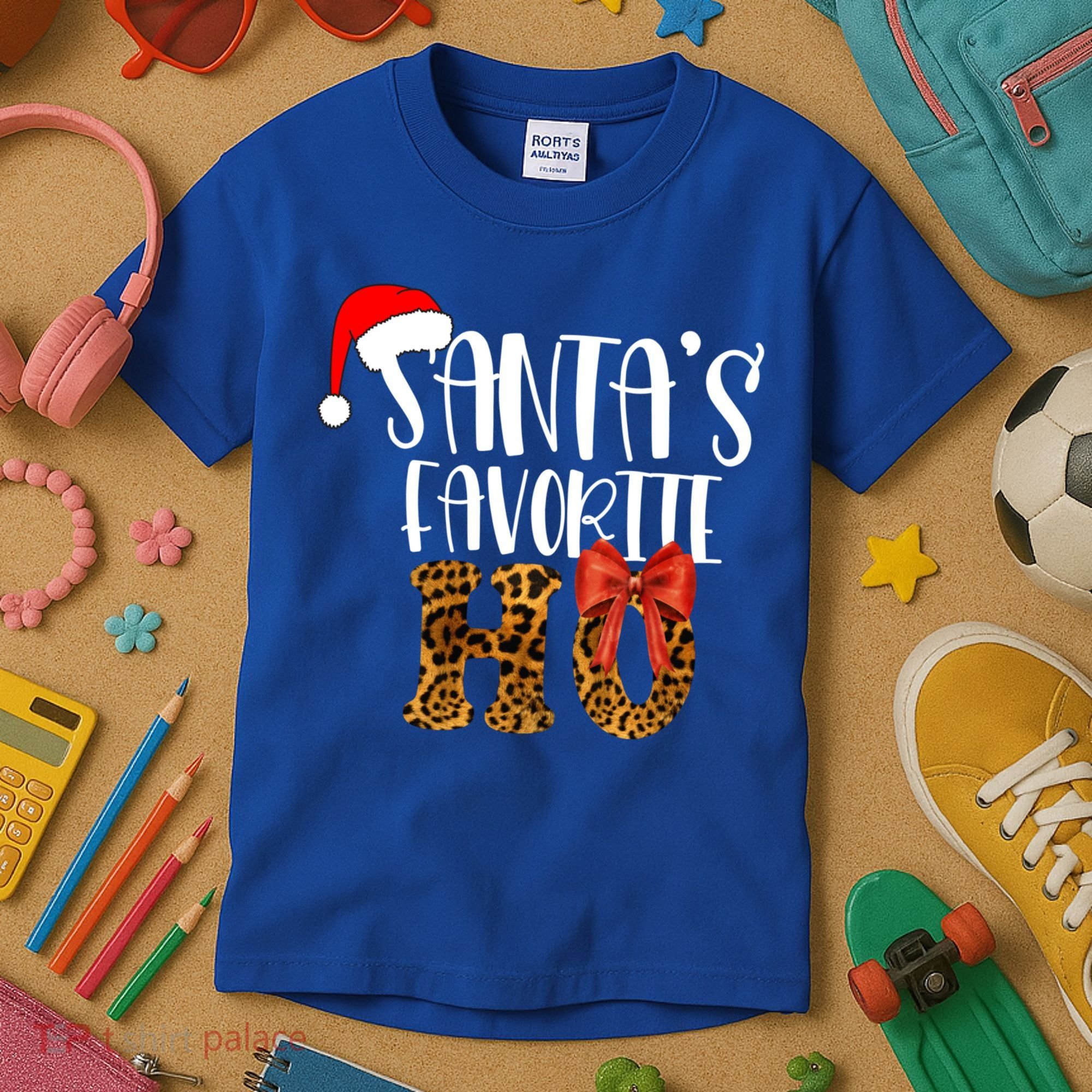 Cute Cheetah SantaS Favorite Ho Christmas S Gift Kids T-Shirt