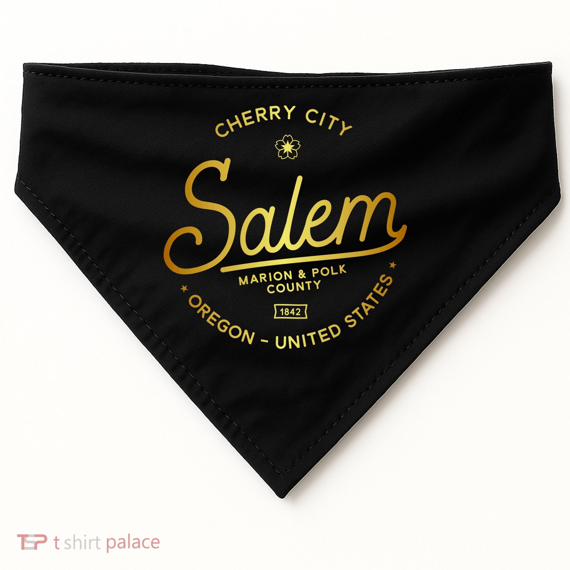 Cherry City Salem Oregon Marion & Polk County 1842 USA-Made Doggie Bandana