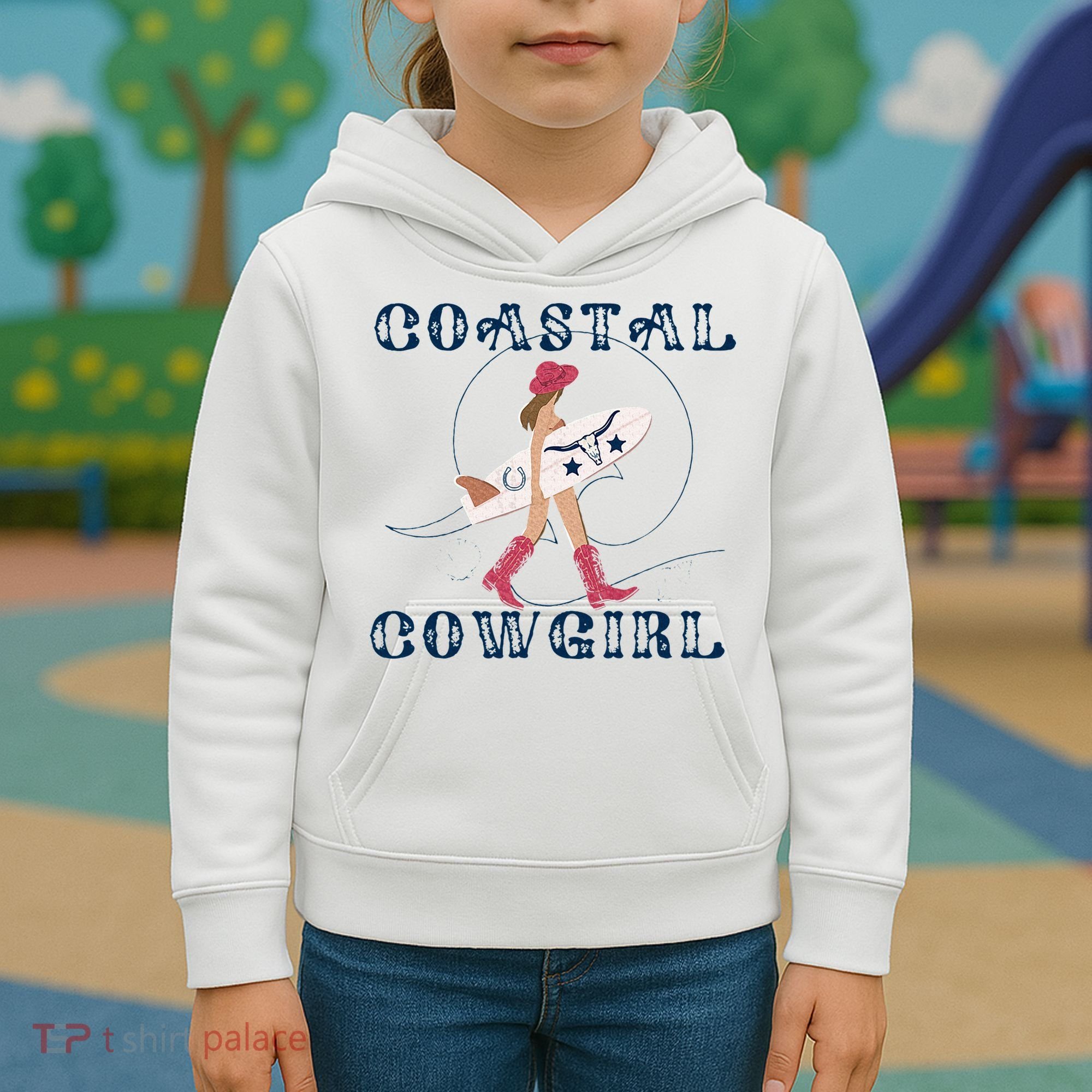 Coastal Cowgirl Surf Beach Kids Hoodie
