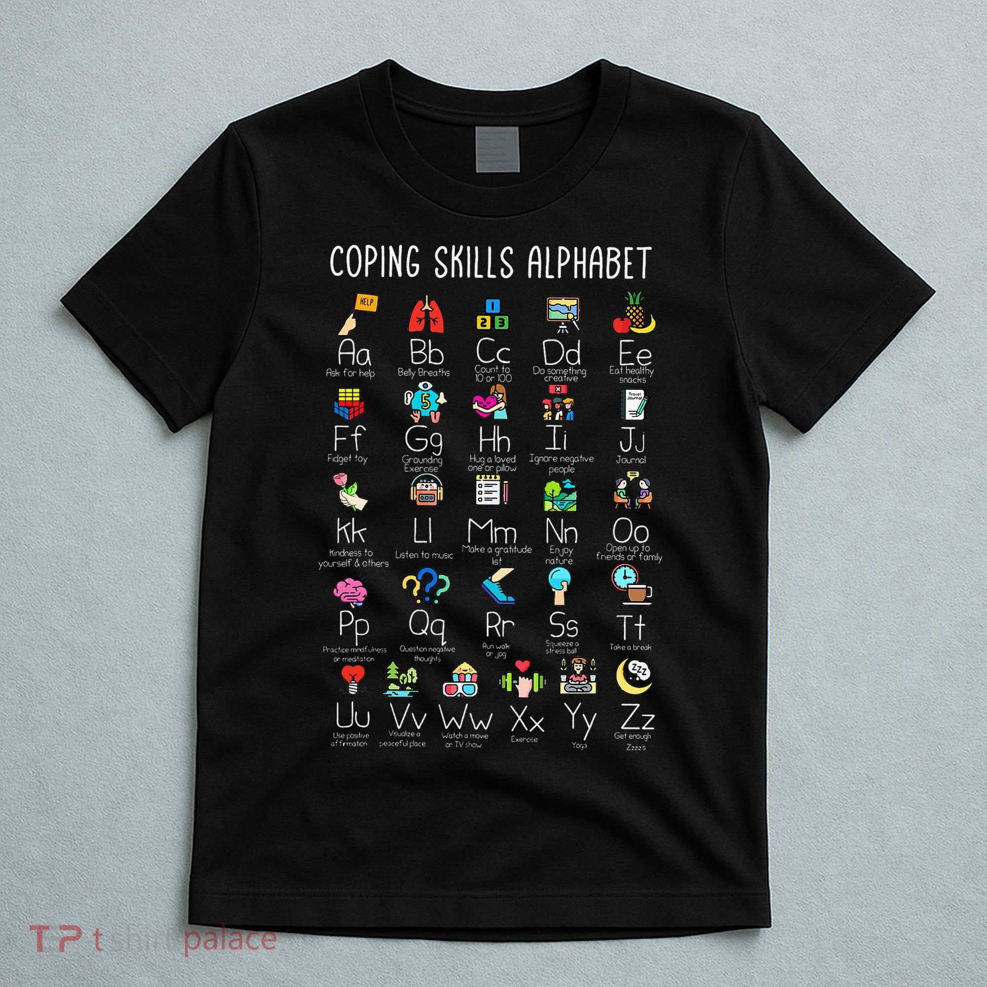 Counselor Coping Skills Alphabet Mental Health Awareness T-Shirt