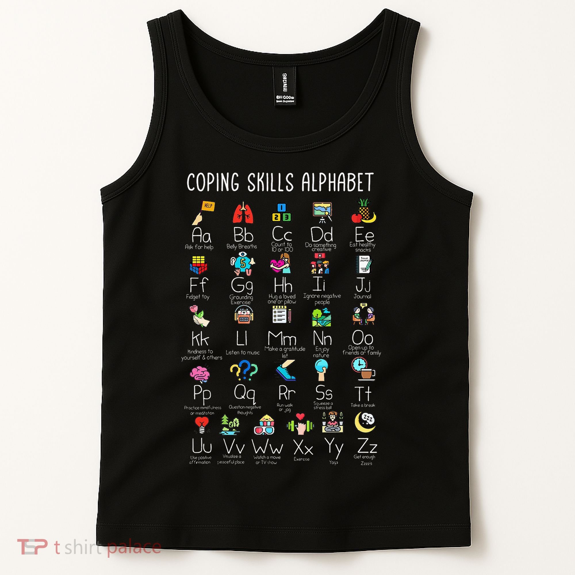 Counselor Coping Skills Alphabet Mental Health Awareness Tank Top