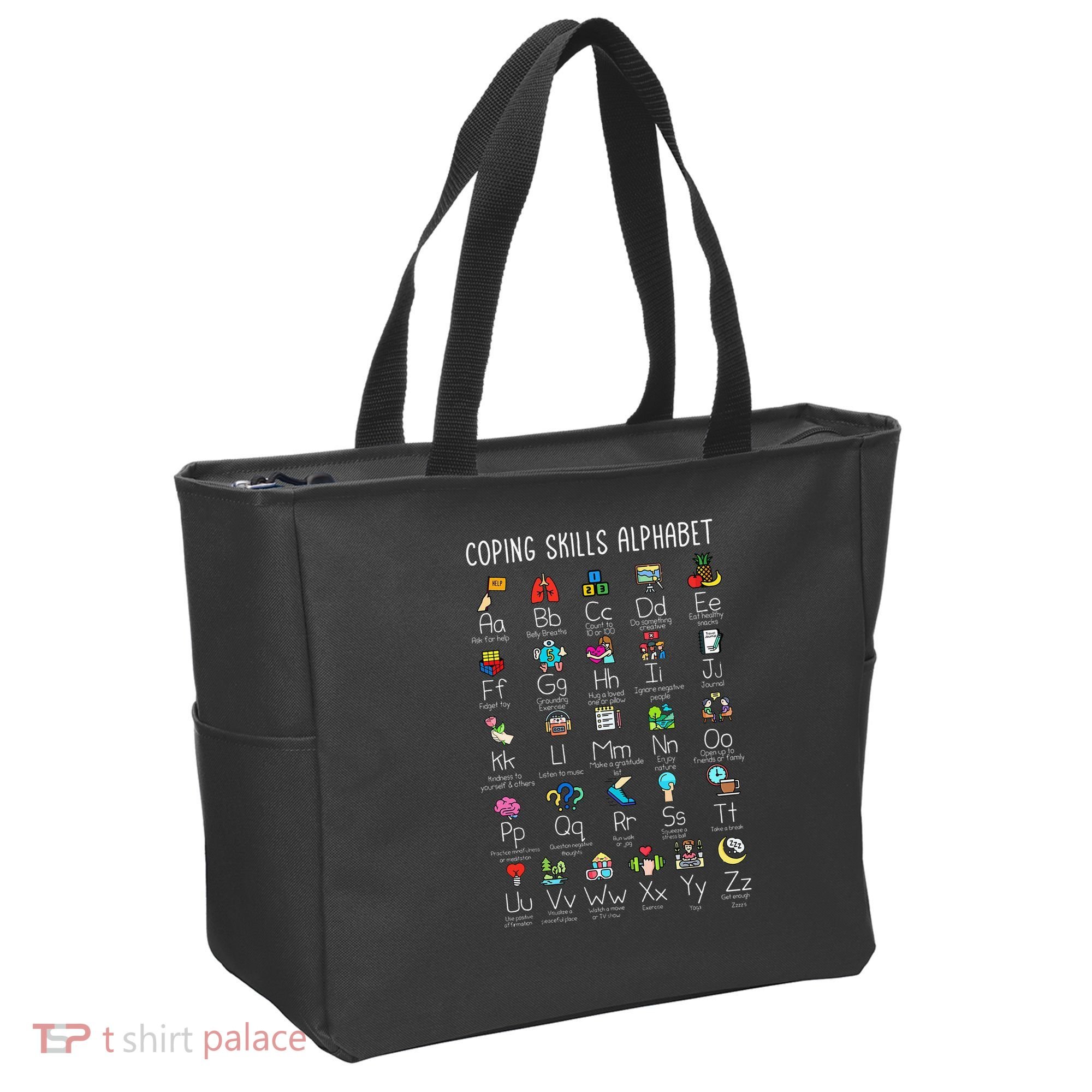 Counselor Coping Skills Alphabet Mental Health Awareness Tote Bag