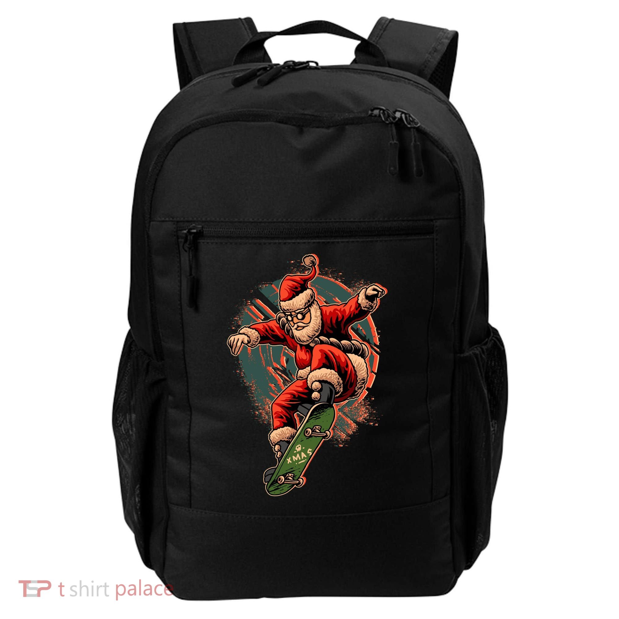 Cool Christmas Skateboarding Santa Claus Backpack
