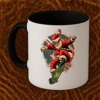 Cool Christmas Skateboarding Santa Claus Coffee Mug thumb 2