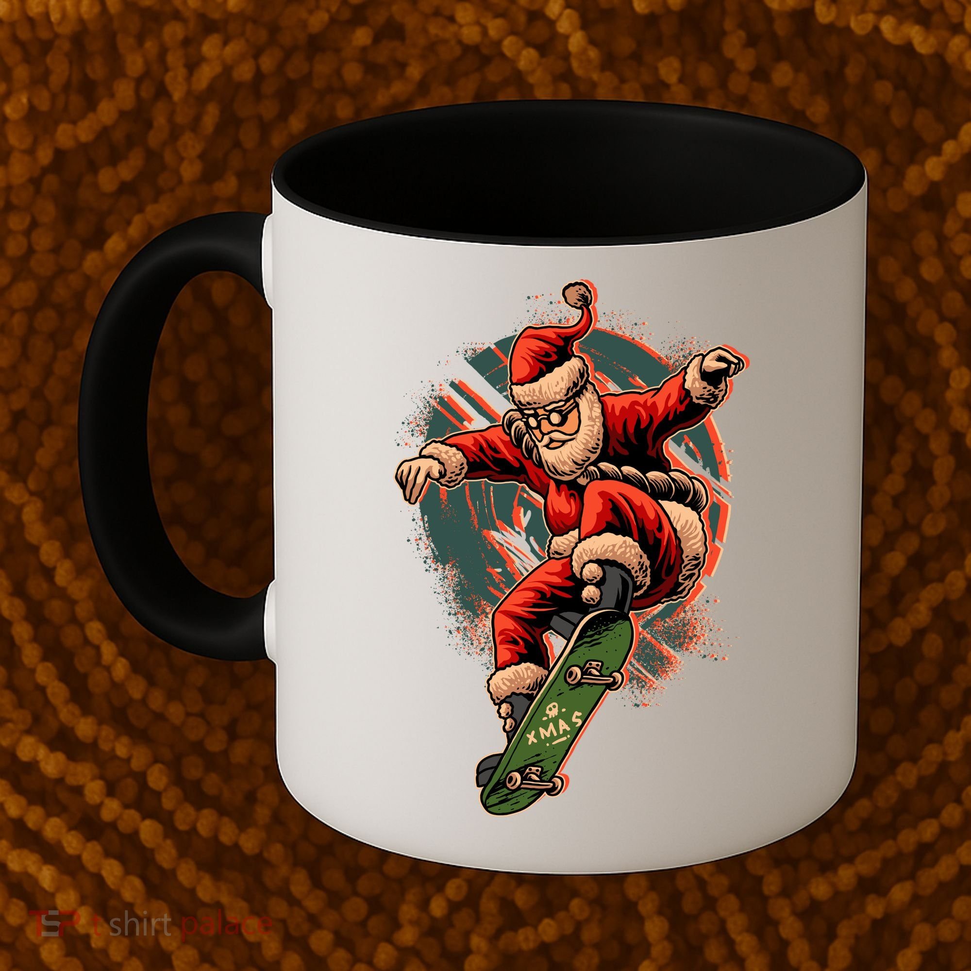 Cool Christmas Skateboarding Santa Claus Coffee Mug