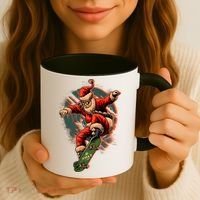 Cool Christmas Skateboarding Santa Claus Coffee Mug thumb 3
