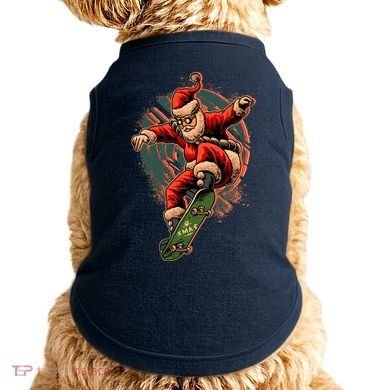 Cool Christmas Skateboarding Santa Claus Doggie Tank