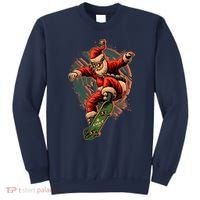 Cool Christmas Skateboarding Santa Claus Sweatshirt thumb 0