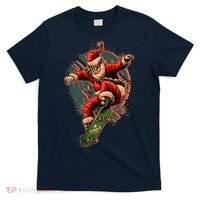 Cool Christmas Skateboarding Santa Claus T-Shirt thumb 0