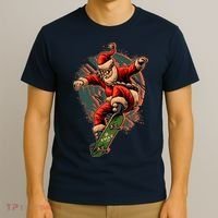 Cool Christmas Skateboarding Santa Claus T-Shirt thumb 3
