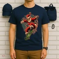 Cool Christmas Skateboarding Santa Claus T-Shirt thumb 6