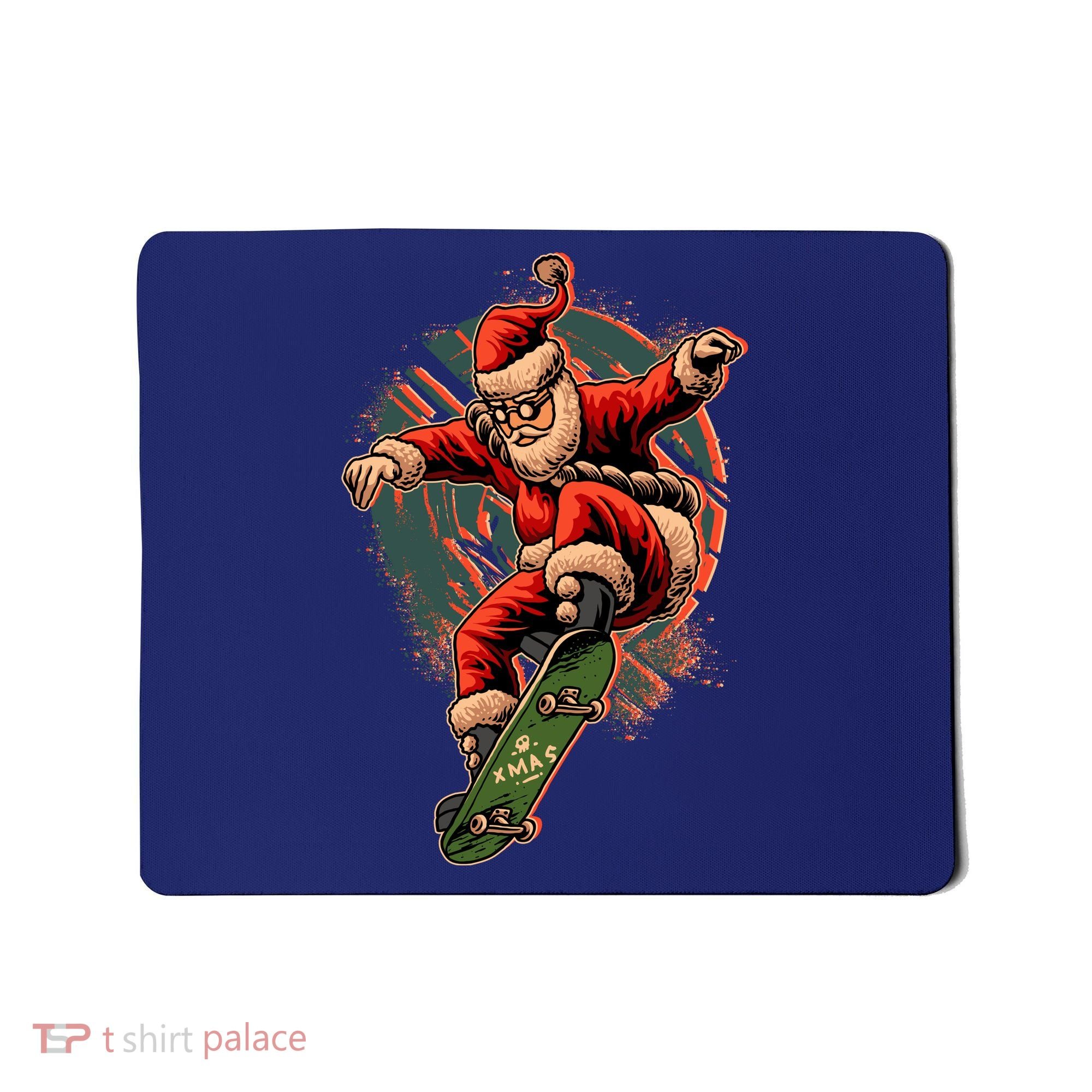 Cool Christmas Skateboarding Santa Claus Mousepad