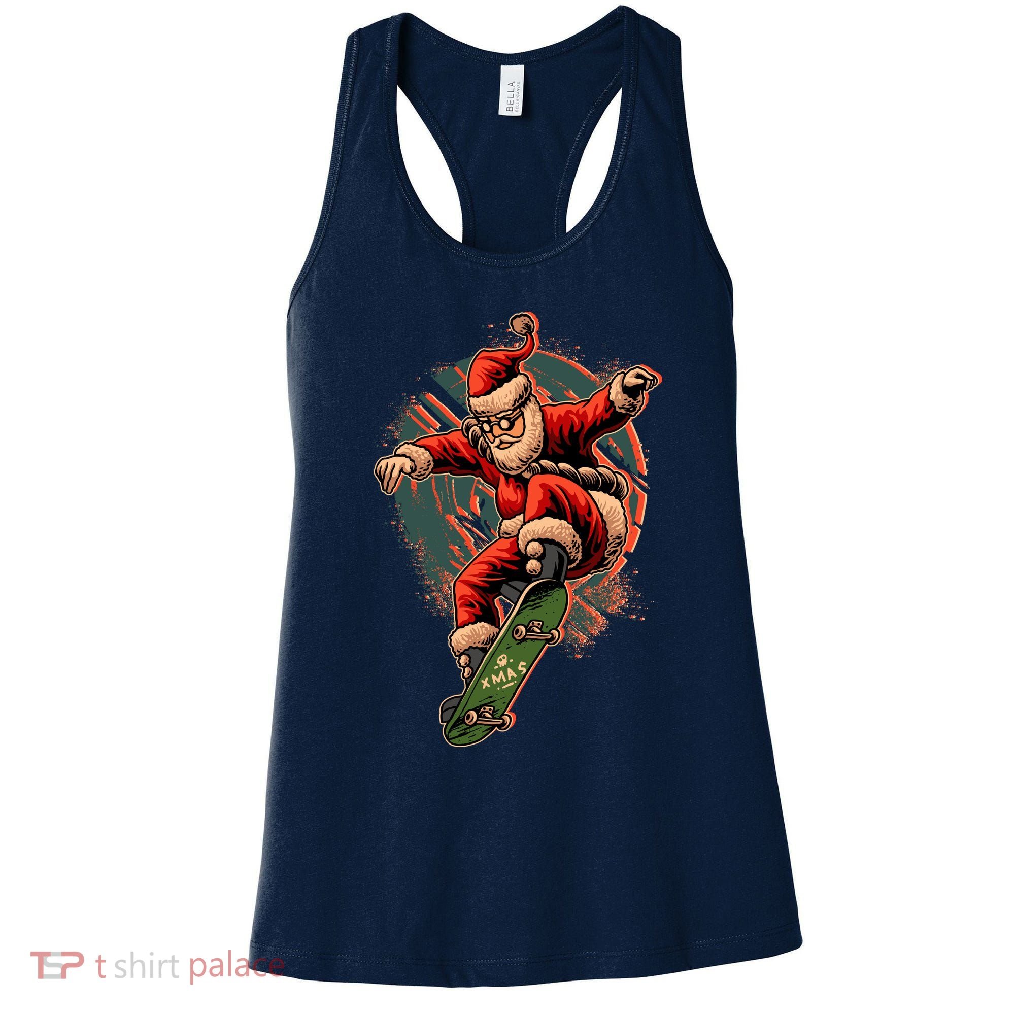 Cool Christmas Skateboarding Santa Claus Women's Tank Top