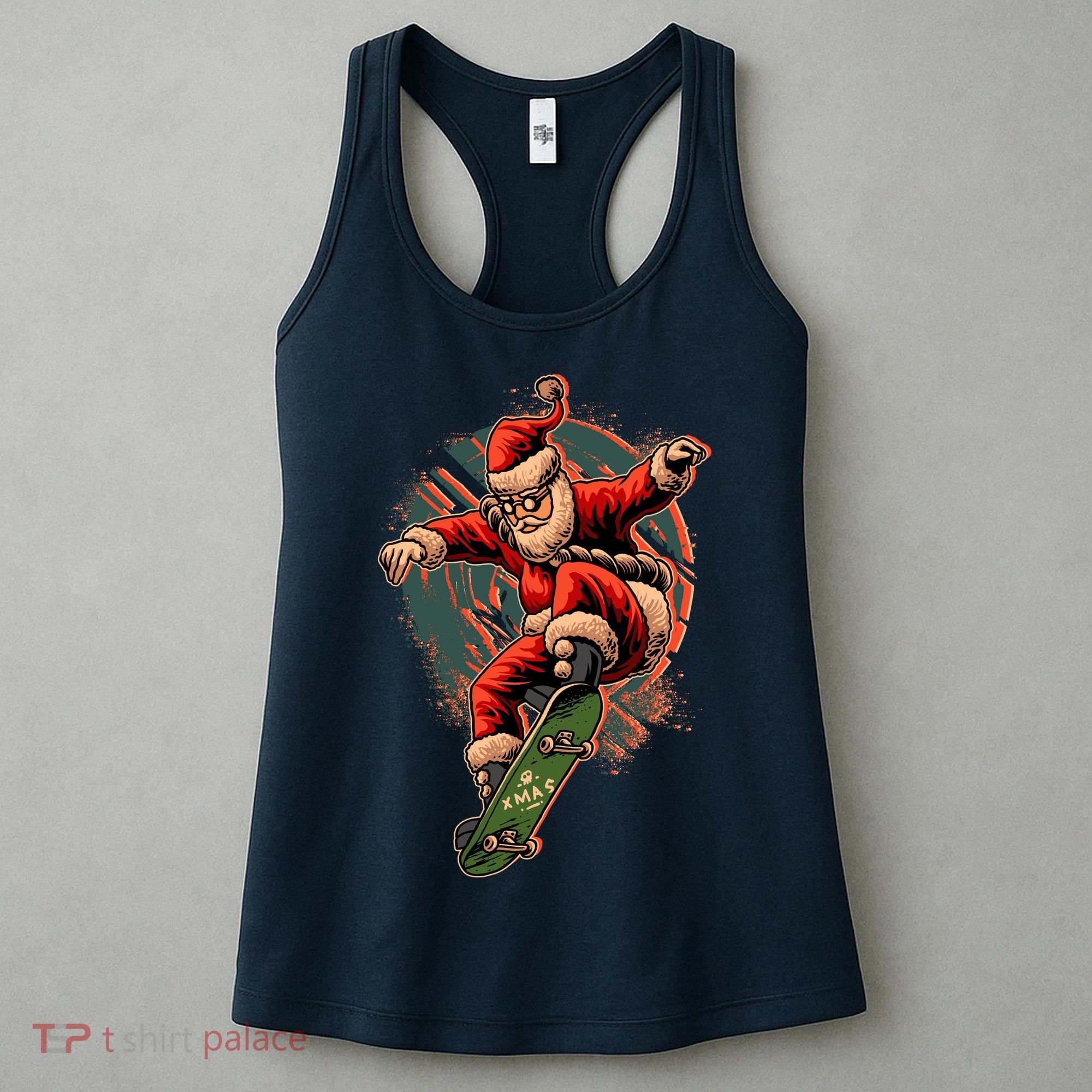Cool Christmas Skateboarding Santa Claus Women's Tank Top