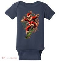 Cool Christmas Skateboarding Santa Claus Baby Bodysuit thumb 0