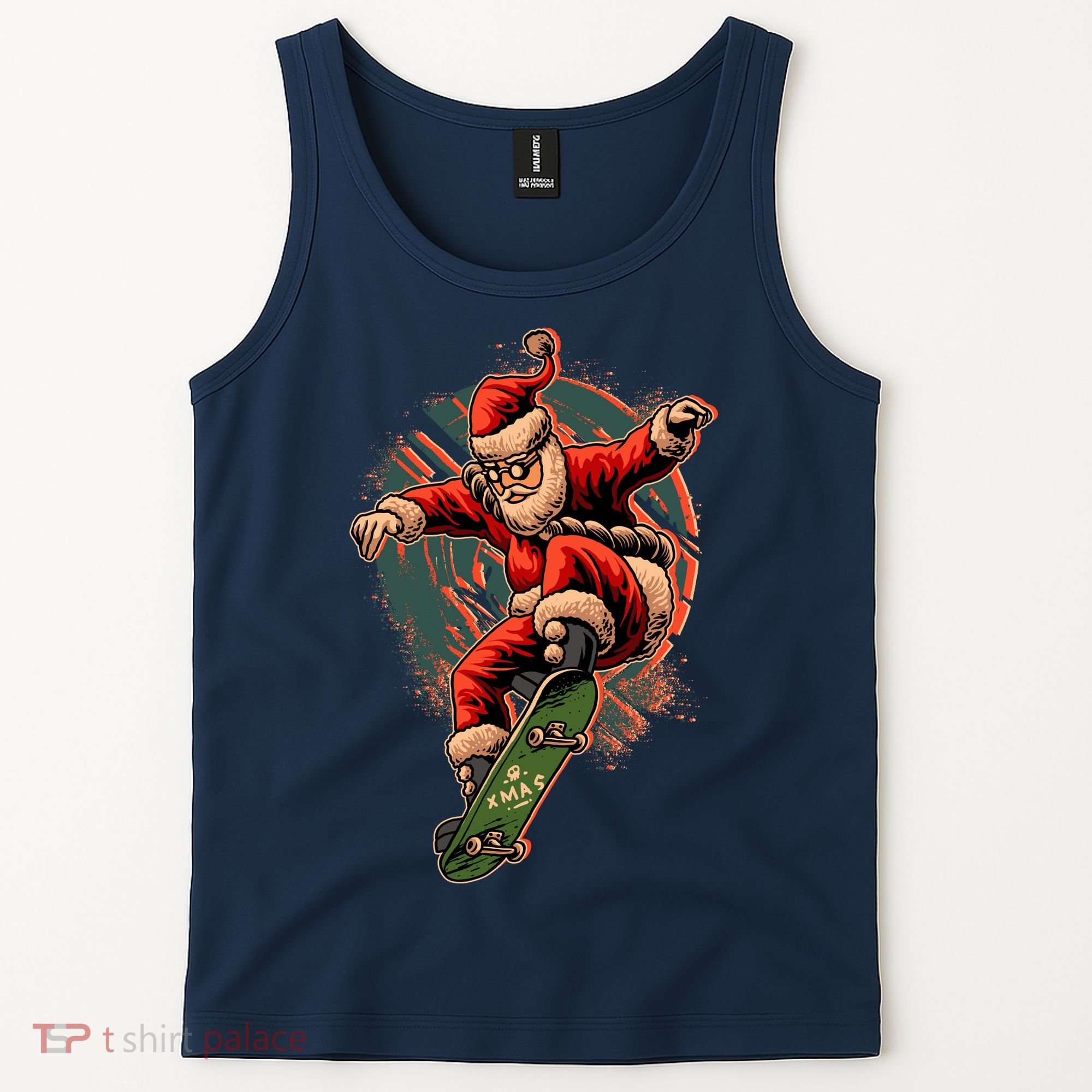 Cool Christmas Skateboarding Santa Claus Tank Top