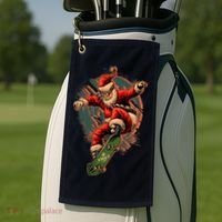 Cool Christmas Skateboarding Santa Claus Golf Towel thumb 2