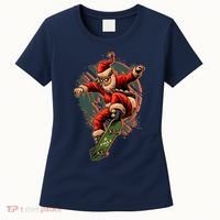 Cool Christmas Skateboarding Santa Claus Women's T-Shirt thumb 0