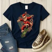Cool Christmas Skateboarding Santa Claus Women's T-Shirt thumb 3