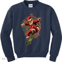 Cool Christmas Skateboarding Santa Claus Kids Sweatshirt thumb 0