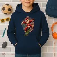 Cool Christmas Skateboarding Santa Claus Kids Hoodie thumb 2